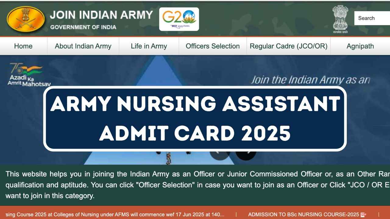 Army Nursing Assistant Admit Card 2025, Exam Date