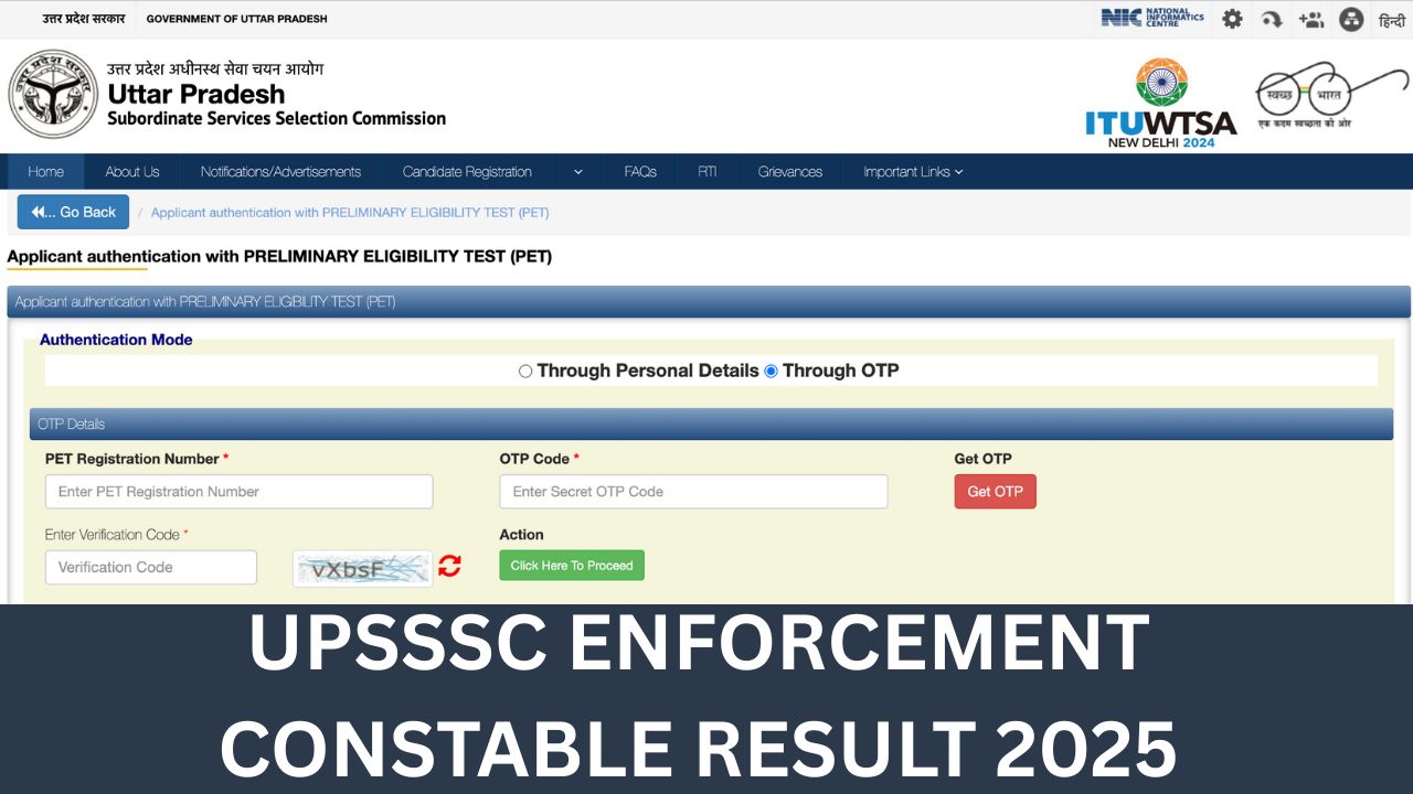 UPSSSC Enforcement Constable Result 2025, Cutoff Marks, Merit List